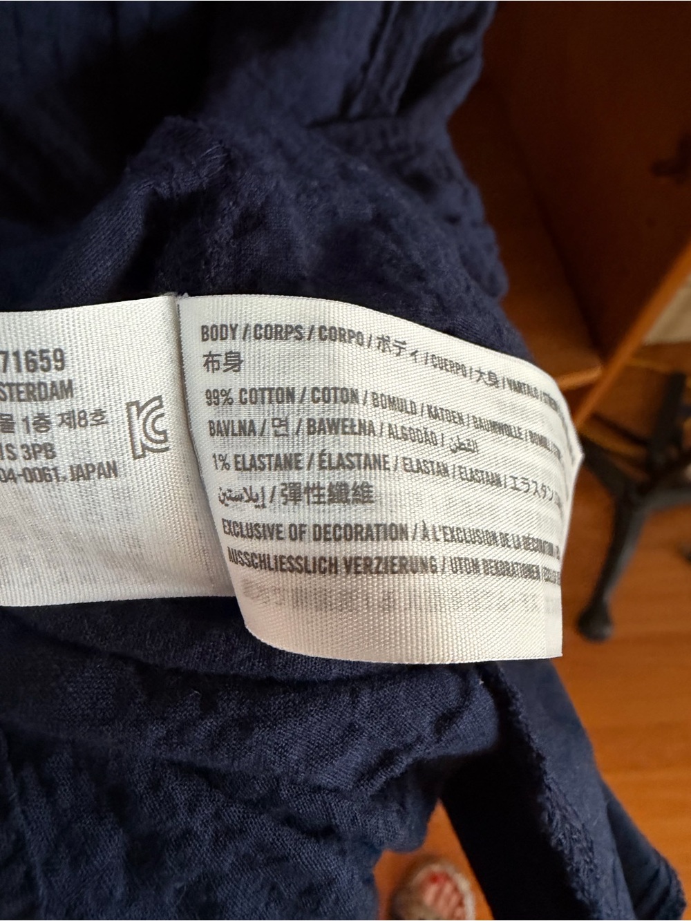 Abercrombie And Fitch Navy Blue Textured Cotton Mini Dress Size L Minimalist - Picture 7 of 8